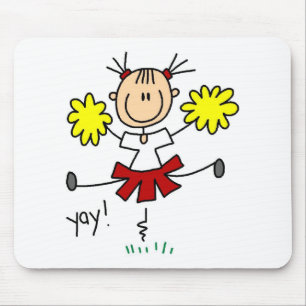 Rode En Gouden Cheerleader Met Pom Poms Muismat