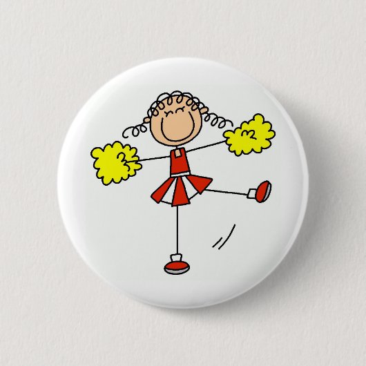 Rode en gouden Cheerleader Ronde Button 5,7 Cm (Voorkant)