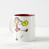 Rode en gouden Cheerleader Tweekleurige Koffiemok (Voorkant links)