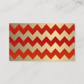 Rode en gouden Chevron en Confetti Stippen 2 Plaatskaartje (Achterkant)
