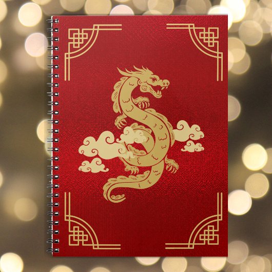 Rode en gouden Chinese draak Notitieboek