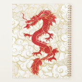 Rode en Gouden Chinese Drakenillustratie Planner (Achterkant)