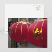 Rode en gouden Chinese lampjes Briefkaart (Voorkant / Achterkant)