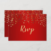 Rode en gouden confetti stippen - RSVP (Voorkant / Achterkant)