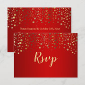 Rode en Gouden Confetti Stippen - RSVP Kaartje (Voorkant / Achterkant)