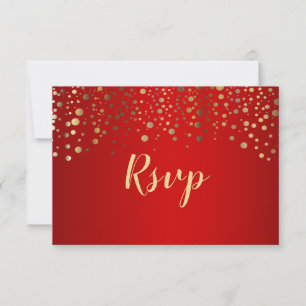 Rode en Gouden Confetti Stippen - RSVP Kaartje