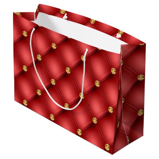 Rode en Gouden Diamanten Geplooide Cadeautas (Achterkant Gekanteld)