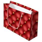 Rode en Gouden Diamanten Geplooide Cadeautas (Voorkant Gekanteld)
