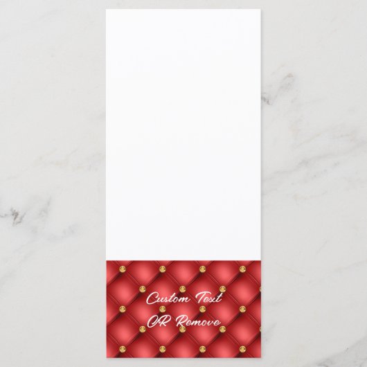 Rode en Gouden Diamanten Gepluimde Gepersonaliseer Menu (Voorkant)