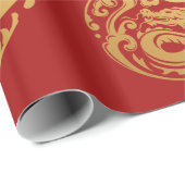 Rode en gouden draak, Chinees nieuwjaar Cadeaupapier (Rol Hoek)