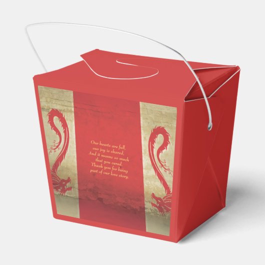 Rode en gouden draken Aziatische thema bruiloft Bedankdoosjes (Achterkant)