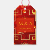 Rode en gouden draken bruiloft cadeaulabel (Voorkant)