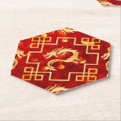 Rode en gouden draken bruiloft kartonnen onderzetters (Schuin)