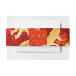 Rode en gouden draken bruiloft uitnodigingen wikkel