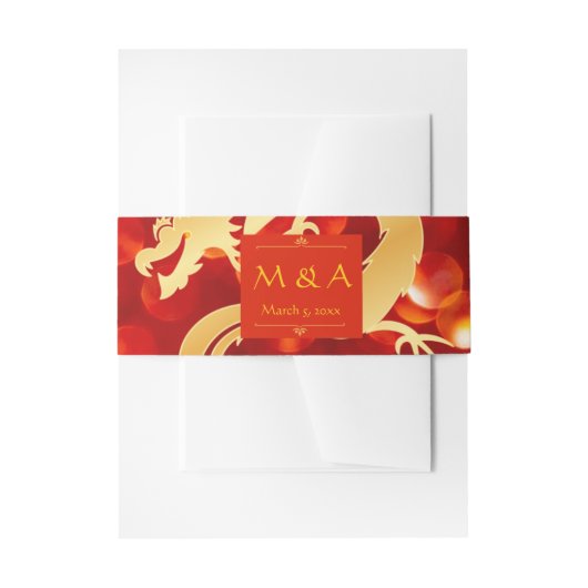 Rode en gouden draken bruiloft uitnodigingen wikkel (Voorkant Voorbeeld)