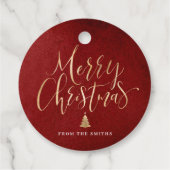 Rode en gouden eenvoudige kalligrafie, prettige ke bedankjes labels (Achterkant)