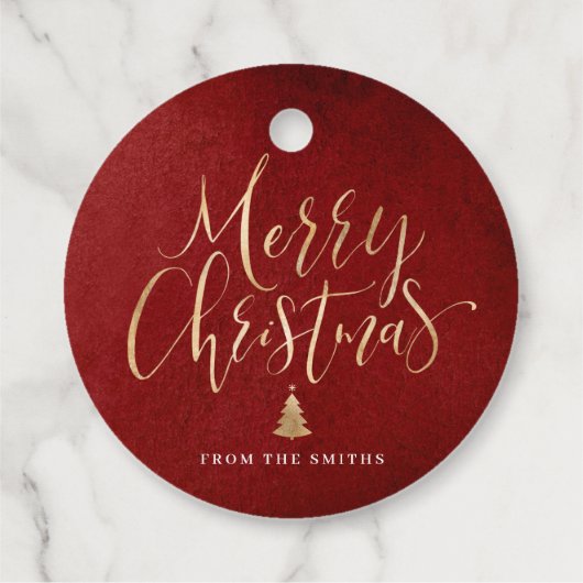 Rode en gouden eenvoudige kalligrafie, prettige ke bedankjes labels (Achterkant)