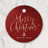 Rode en gouden eenvoudige kalligrafie, prettige ke bedankjes labels (Voorkant)