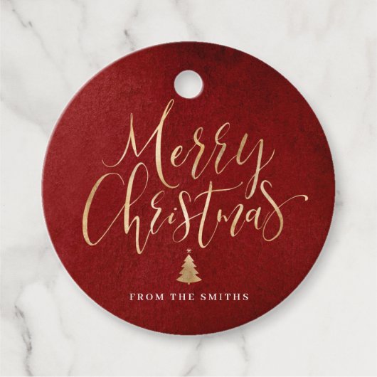 Rode en gouden eenvoudige kalligrafie, prettige ke bedankjes labels (Voorkant)