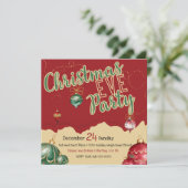 Rode en gouden en groene kerstavond Ornamenten Feestdagenkaart (Staand voorkant)