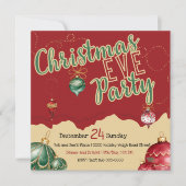 Rode en gouden en groene kerstavond Ornamenten Feestdagenkaart (Voorkant)