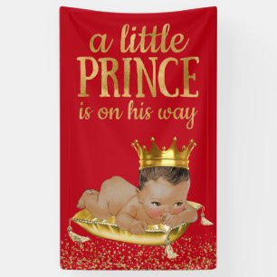 Rode en gouden etnische prins baby shower spandoek