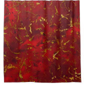 Rode en gouden Flecks Douchegordijn (Voorkant)