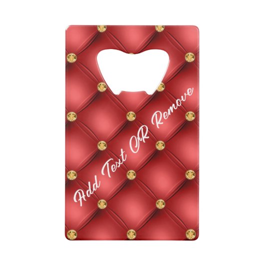 Rode en gouden flesopener met aangepaste tekst creditkaart flessenopener (Voorkant)