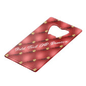 Rode en gouden flesopener met aangepaste tekst creditkaart flessenopener (Achterkant Gekanteld)