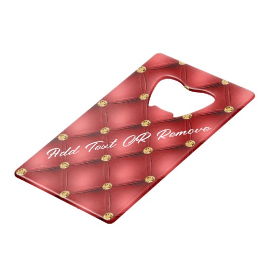 Rode en gouden flesopener met aangepaste tekst creditkaart flessenopener (Achterkant Gekanteld)