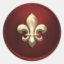 Rode en gouden Fleur de Lis-envelopezegel Ronde Sticker
