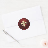 Rode en gouden Fleur de Lis-envelopezegel Ronde Sticker (Envelop)