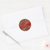 Rode en gouden folie Leopard 40 & Fabulous Ronde Sticker (Envelop)