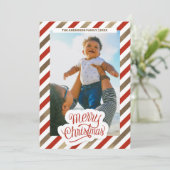 Rode en gouden foto Kerstvakantiekaart Feestdagenkaart (Staand voorkant)