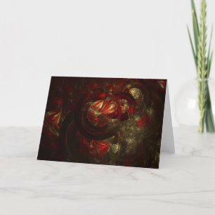 Rode en Gouden Fractale Versiering Kaart