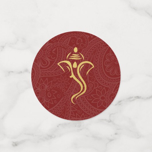 Rode en gouden Ganesha & Mehndi Indiase bruiloft Confetti (Kleine voorkant)