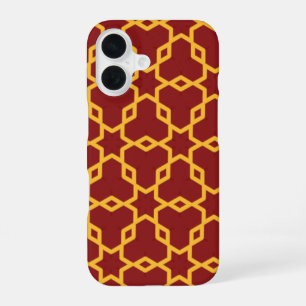Rode en gouden geometrische islamitische patroon h iPhone 16 hoesje
