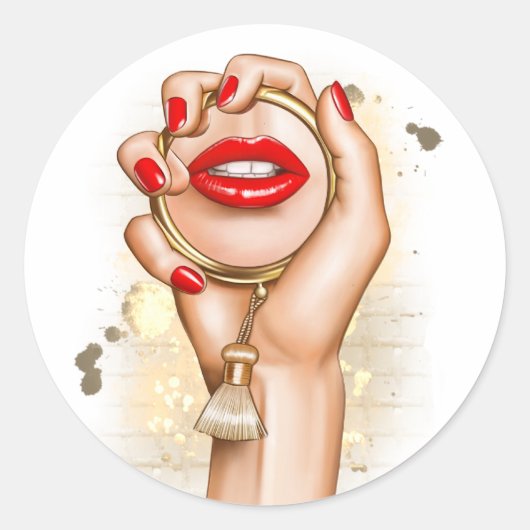 Rode en Gouden Glam Chic Ronde Sticker (Voorkant)