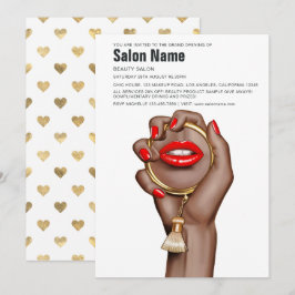 Rode en Gouden Glam Chic Schoonheidssalon Opening Kaart