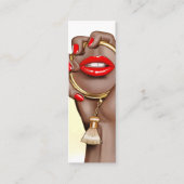 Rode en Gouden Glam Chic Visagist Bedrijfskaart Mini Visitekaartje (Voorkant)