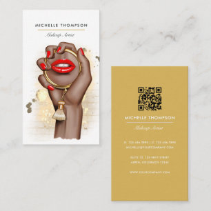 Rode en gouden glamoureuze schoonheidsindustrie QR Visitekaartje