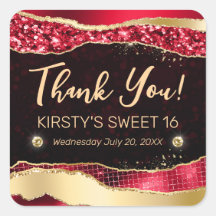 Rode en Gouden Glitter Glam Tranen Sweet Sixteen