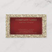 Rode en gouden glitter visitekaartje (Achterkant)