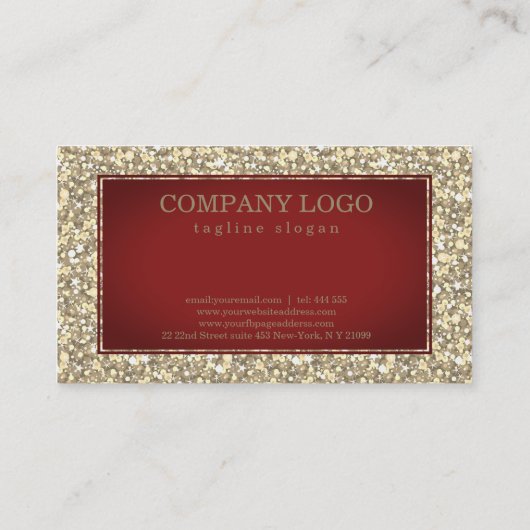 Rode en gouden glitter visitekaartje (Achterkant)