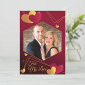 Rode en Gouden Harten Aangepaste Foto Romantisch Feestdagenkaart (Staand voorkant)