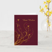 Rode en gouden harten bruiloft Wenskaart Kaart (Gele Bloem)