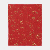 Rode en gouden harten op rood Valentijns Pattern Fleece Deken (Voorkant)