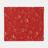 Rode en gouden harten op rood Valentijns Pattern Fleece Deken (Voorkant (Horizontaal))