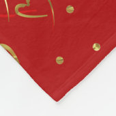Rode en gouden harten op rood Valentijns Pattern Fleece Deken (Hoek)