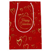Rode en gouden harten op rood Valentijns Pattern Medium Cadeauzakje (Voorkant)